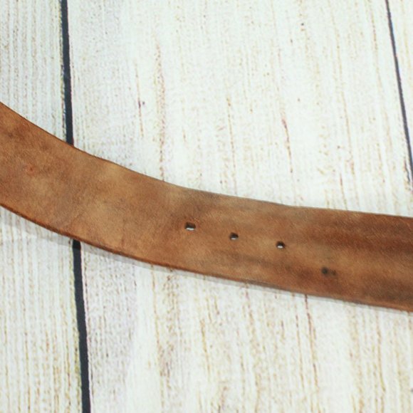 Vintage Brown Leather Belt with Solid Brass Eagle Buckle Size S - Picture 5 of 12